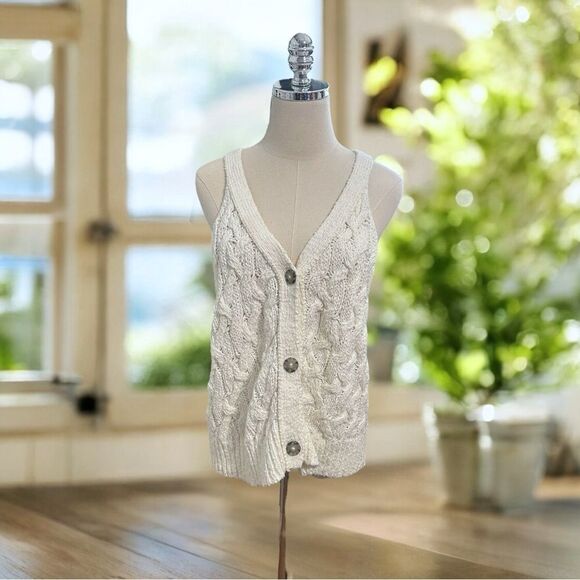 ANTHROPOLOGIE PILCRO Button Down Cable-Knit Sweater Tank Size XL - Picture 6 of 15